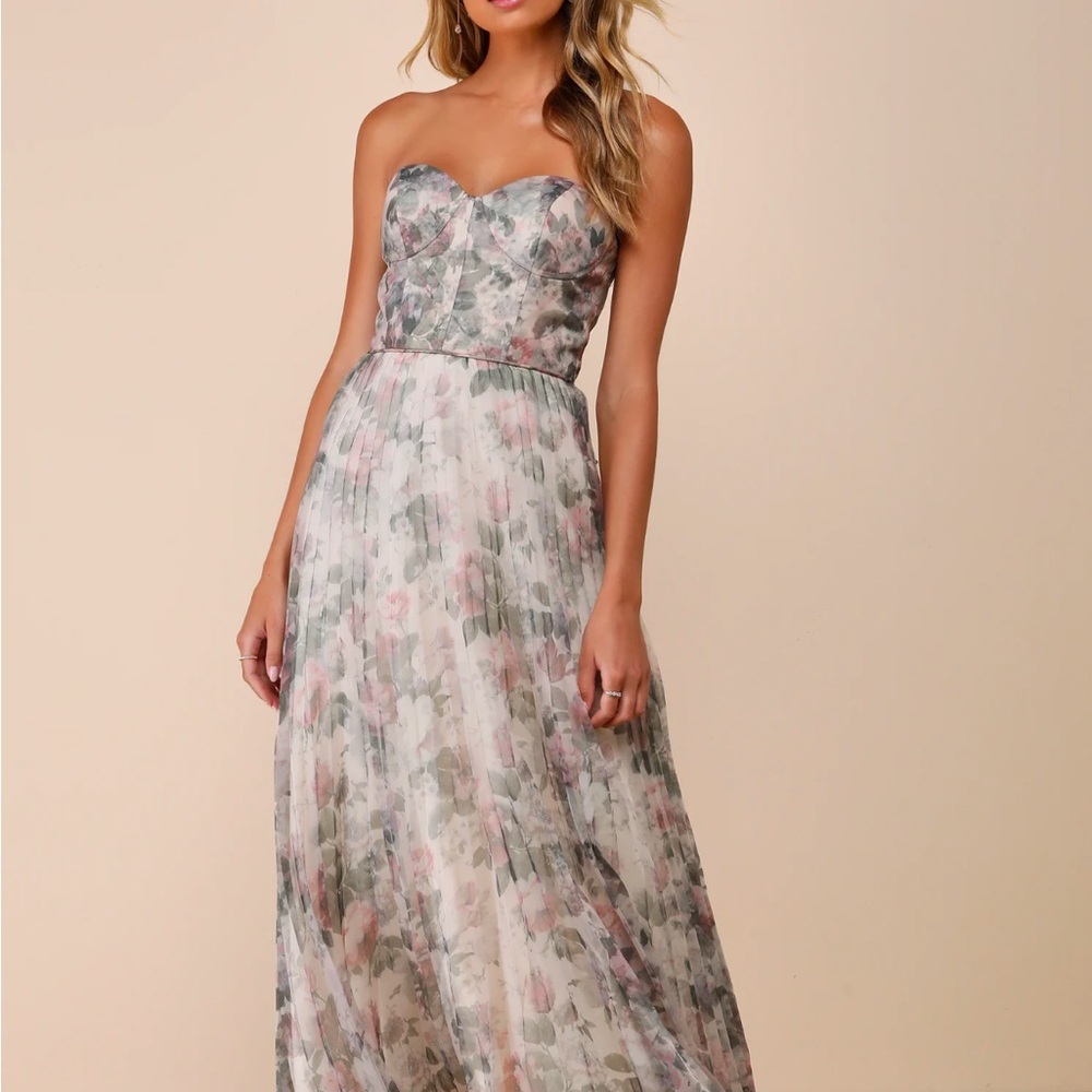 LULUS FLORAL Strapless Maxi Dress